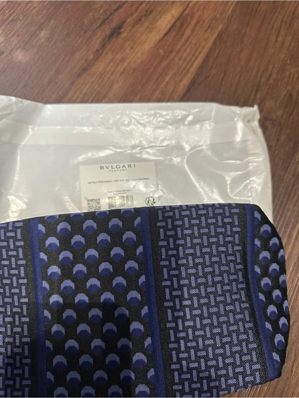 Bulgari Blue and Black Patterned Cosmetic Pouch
